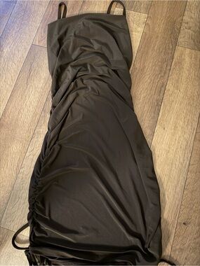 Brown Ruched Slip Dress